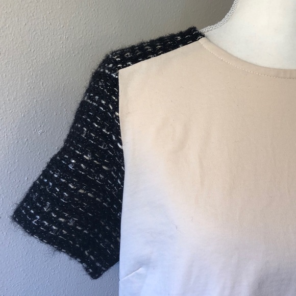 J. Crew T-Shirt with Tweed Sleeves - M - Picture 3 of 5